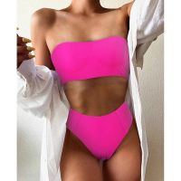 hotx 【cw】 Waist Swimsuit Push Up Swimwear Female Bathing Bandeau Beachwear 2023 Woman