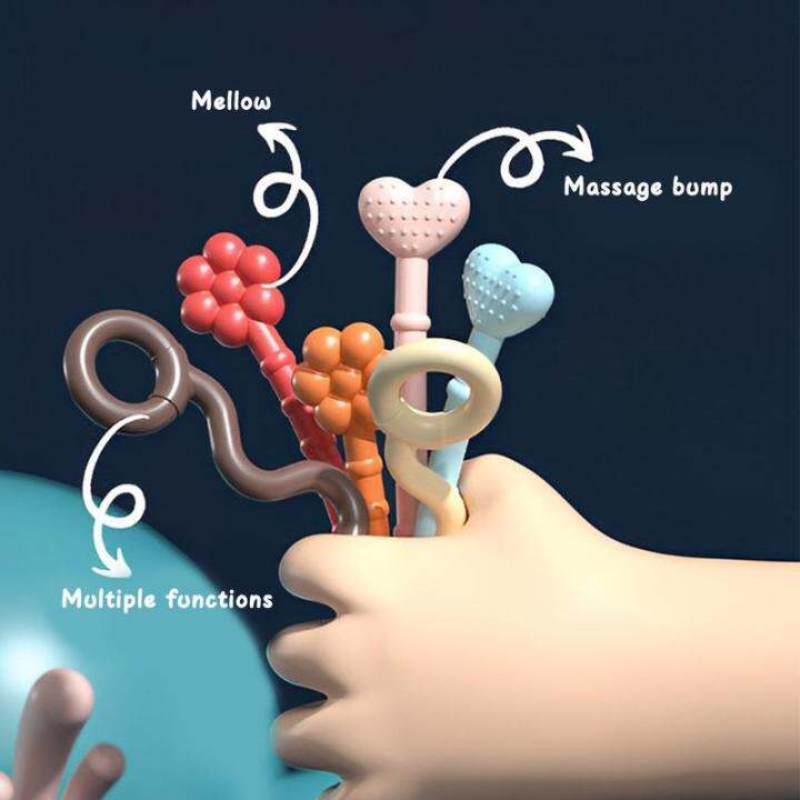 aov-ดึงสตริงกิจกรรมของเล่นอาหารเกรดซิลิโคน-montessori-ดึงสตริงของเล่นที่มีสีสันแบบพกพาเด็กประสาทสัมผัสของเล่นปรับมอเตอร์ทักษะการพัฒนาของเล่นการศึกษาสำหรับเด็กวัยหัดเดินชายหญิง