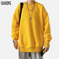 Suikone เสื้อสเวตเตอร์คอกลมผู้ชาย เสื้อสวมหัวแขนยาว  หลายสี สไตล์หลวม เด็กชายและเด็กหญิงสไตล์เดียวกัน