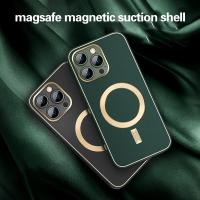 2022 New Magnetic suction magsafe High-end luxury For iPhone 14 Pro Max Phone case 14Plus ultra-thin Plain leather dermis cover