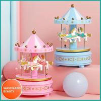 WASTELAND BEAUTY เครื่องประดับบ้าน ของเล่นเด็ก อัตโนมัติ กล่องดนตรีม้าหมุน หมุนม้า MERRY-Go-Round ตกแต่งเค้ก