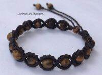 สร้อยข้อมือหินสี Tiger s Eye ถักด้วยเชือกเทียน สีน้ำตาลเข้ม