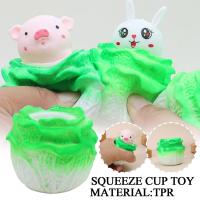 Cabbage Pig Rabbit Squeeze Cup Toy Creative Kawaii Soft Decompression Toy TPR Kid Toys V4T3