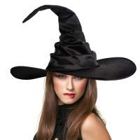 Fashion Angled Witch Hat Steeple Wizard Hat Popular Black Folds Wizard Hat Creative Halloween Party Fancy Dress Costume