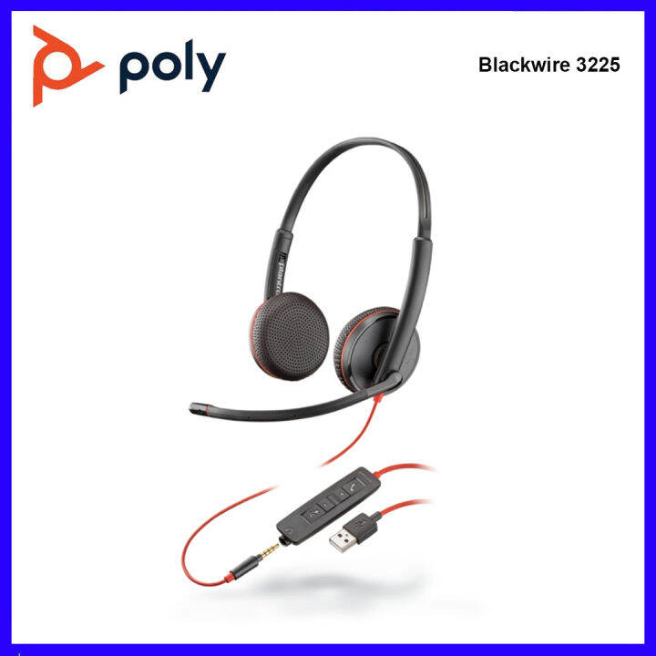 Original Plantronics Blackwire 3225 Wired Headphone with Boom Mic, USB
