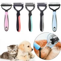 TEXNew Hair Removal Comb for Dogs Cat Detangler Fur Trimming Dematting Brush Grooming Tool For matted Long Hair Curly Pet