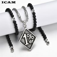 ICAM One Percent 1% ER Funny Necklace Trendy Jewelry Pendants Cool Men Stainless Biker Pendant For Male Hip Hop Necklace