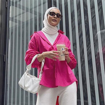 แฟชั่นผู้หญิงมุสลิมธรรมดา abaya แขนยาวเสื้อลำลองเสื้อดูไบ Kaftan อิสลามตุรกีอาหรับ Femme เสื้อกระเป๋า Cloud things