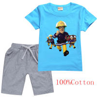 Fireman Sam เสื้อยืดชุดชายหญิงแขนสั้น Tee เสื้อกางเกงขาสั้นอะนิเมะน่ารักฤดูร้อน Tee เสื้อสั้นกางเกงเด็ก8670