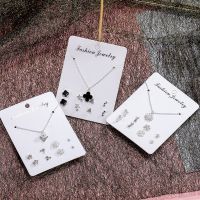 COCOJEWELRY 4 Pairs Kalung Anting Korea Earings &amp; Necklace Set Korean Stup Womens Ear Clip Earings