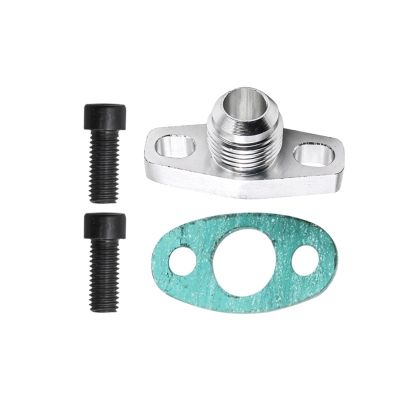 AN10 Turbo Oil Return Drain Flange Adapter Kit for GT28 GT30 GT35 T25 with M8X1.25mm Bolts Silver