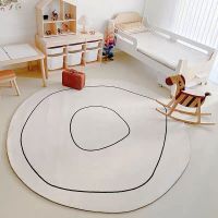 Ins Rug Nordic Car Living Room Round Rug Coffee Table Floor Mat White Area Rug Bedroom Bedside Soft Decor Tatami Rugs