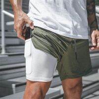 CODHai Nan New 2 in 1 Gyms Shorts Men Summer Casual Beach Shorts Homme Security pocket Elastic Waist Fashion Boardshorts Plus Size 3XL