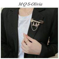 M·Q·S-Olivia   เกาหลี สร้างสรรค์ มุก ป้องกันการไป เข็มกลัด เสื้อโค้ท เสื้อคาร์ดิแกน คาดเอว เปลี่ยนเป็นคลิปเล็ก มินิ คาดเอว ปิดเอว เข็มกลัดนักเรียน