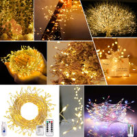 กลางแจ้งกันน้ำ String LIGHT LED firecracker Fairy Light 8โหมด Xmas Tree Home PARTY Holiday Garden Decor usb แบตเตอรี่ d. 30