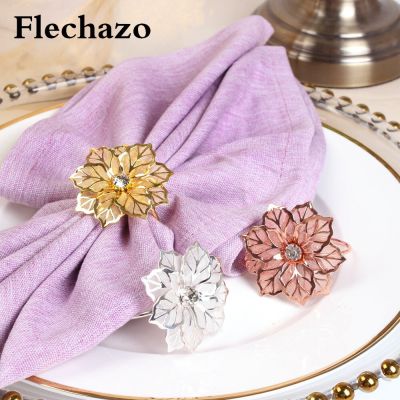 6ชิ้นห่วงผ้าเช็ดปากดอกไม้สีเงินสีทองของตกแต่งงานแต่งงานไม้ที่วางบนโต๊ะชิ้นกลาง Deco Decoupage ให้บริการผ้า Xiangban