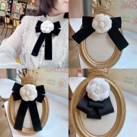 Korean Fabric Bowknot Necktie Brooch Camellia Flower Bow Tie Cravat Shirt Collar Pins Fashion Jewelry for Women Accessories