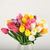 【YF】♈¤❍  1pcs/lot real touch pu mini tulip flower wedding flowers bouquet artificial silk for home party decoration gift