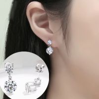 ✠❁▽ ต่างหูเงิน S925 100 5.0ct ประดับเพชรโมอิส