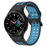 【พร้อมในสต็อก】นาฬิกา Samsung Galaxy Watch 4ซิลิโคนระบายอากาศสองสีสายนาฬิกาข้อมือ (สีขาว + สีดำ) 46มม. แบบคลาสสิก