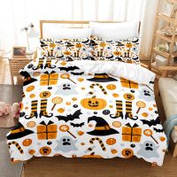 Halloween Duvet Cover Cartoon Pumpkin Twin Comforter Cover Lantern Bedding Set Polyester Ghost Quilt Cover For Kids Boys Girls