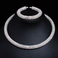 New Disign Luxury Maxi Crystal Collar Necklace Gold/Silver Plated Rhinestone Torques Choker Necklaces For Women Wedding Jewelry Fashion Chain Necklace