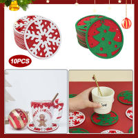 10PCS Christmas Snowflake Shape Cup Mat Dinner Table Coasters Dish Pad ตกแต่งคริสต์มาสสำหรับ Home