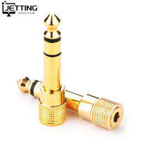 1pc gold 6.5mm 14 "male plug to 3.5mm 18" female Jack stereo headphone audio adapter home connectors adapter microphone