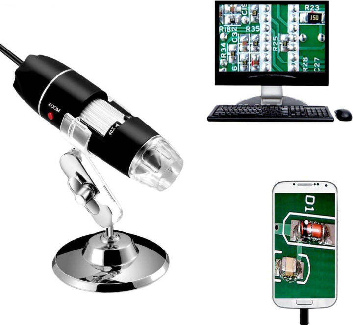 jiusion-40-to-1000x-magnification-endoscope-8-led-usb-2-0-digital-microscope-mini-camera-with-otg-adapter-and-metal-stand-compatible-with-mac-windows-7-8-10-11-android-linux