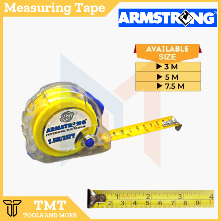 ARMSTRONG Tape Measure Standard 3 / 5 / 7.5 Meter Retractable W Lock ...