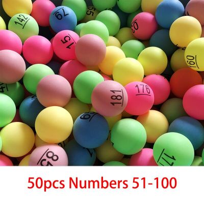 ลูกบอลปิงปองหลากสี50ชิ้นพร้อมกับตัวเลขลูกปิงปองสีผสม40มม. เพื่อความบันเทิงลอตเตอรีกิจกรรมเกมครอบครัว