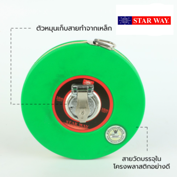 starway-เทปวัดที่สายไฟเบอร์-30-เมตร-50-เมตร-เทปวัดที่-สายวัดที่-สายวัดที่ใยแก้ว-pvc-coated-fiberglass-measuring-tape-สายวัดระยะ-ตลับเมตร-เทปวัดระยะ-แบบกลม