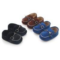 【hot】！ Toddler Infant Newborn Anti-slip Shoes Iron Buckle Frosted Leather Peas for Baby Boy Rubber Sole Moccasins