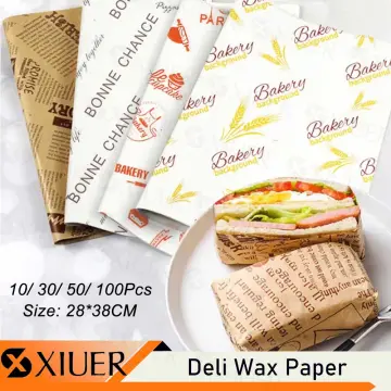 100Pcs Wax Paper Sheets for Food, Parchment Paper, Sandwich Wrapping Paper,  Basket Liners Food Picnic Paper Sheets Greaseproof Deli Wrapping Sheets