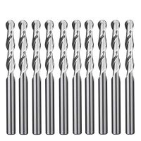 10pcs 3.175mm Shank Ball Nose End Mill 2 Flutes เครื่องตัดเกลียว CNC แกะสลัก Router Bit สําหรับไม้ MDF PVC ชุดเครื่องมือ