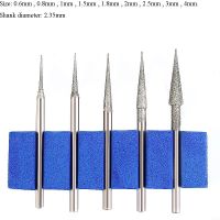 GJPJ-10pcs 0.6mm - 4mm Diamond Burr Grinding Bit Point 2.35mm Shank For Glass Stone Jade