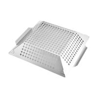 Vegetable Grilling Basket Stainless Steel Square BBQ Accessories With Holes Grill Baskets For Outdoor Grill Grill Tray For Veggi