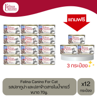 (แถมฟรี 3 กระป๋อง)Felina Canino Cat อาหารเปียกแมว รส ปลาทูน่า และปลาข้าวสาร ในน้ำเกรวี่ ขนาด 70g.(12 กระป๋อง)