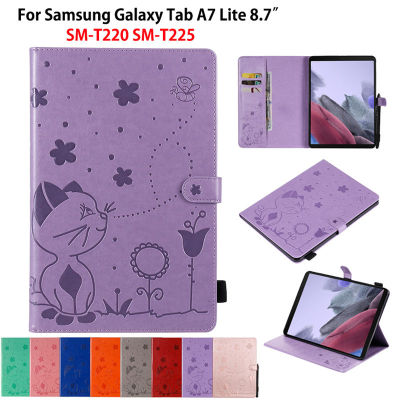 สำหรับ Samsung Galaxy Tab A7 Lite 8.7 2021 SM-T220 SM-T225 T220 T225แท็บเล็ต Cat Bee Embossed ฝาครอบปลอก