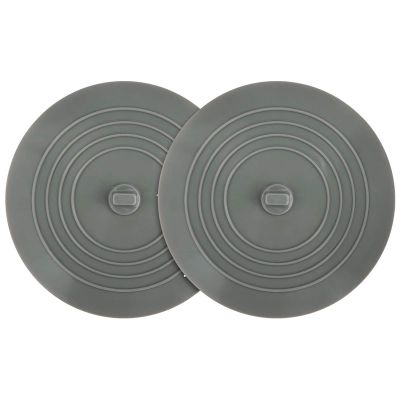 2 Pack Bathtub Stopper, 6 Inches Silicone Tub Stopper, Flat Suction Drain Covers, Bath Plug for Tub, Kitchens, Bathrooms and Laundry(Gray)
