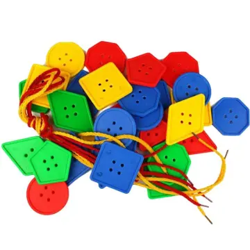 Preschool Large Lacing Beads for Kids - 50 Stringing Beads with 4 Strings