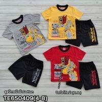 ชุดเสื้อคอกลมคู่กางเกงขาสั้น ปักหนังโลโก่ Transformers TE650409 (4-8) และ (S-XL)