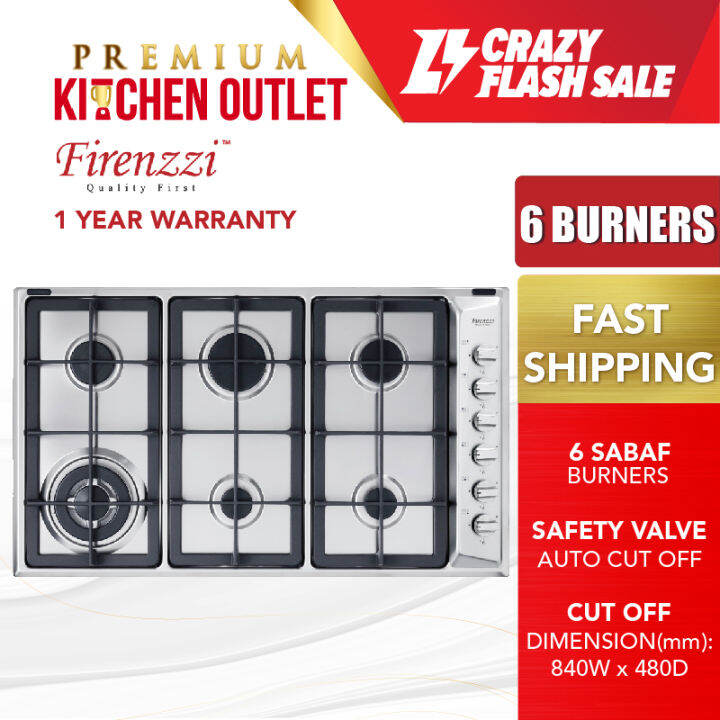 Firenzzi 6 Sabaf Burner Safety Device Built In Hob Side Control (3.5kW
