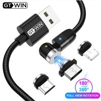 GTWIN Magnetic Type C Micro USB Cable For iPhone Samsung Xiaomi Fast Charging Mobile Phone USB Cord New 360º+180º Free Rotation