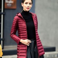 ZZOOI Long Ultra Light 80% White Duck Down Jacket Women Winter Coat Thin Female Winter Slim long Warm Jacket Windproof Down Coat