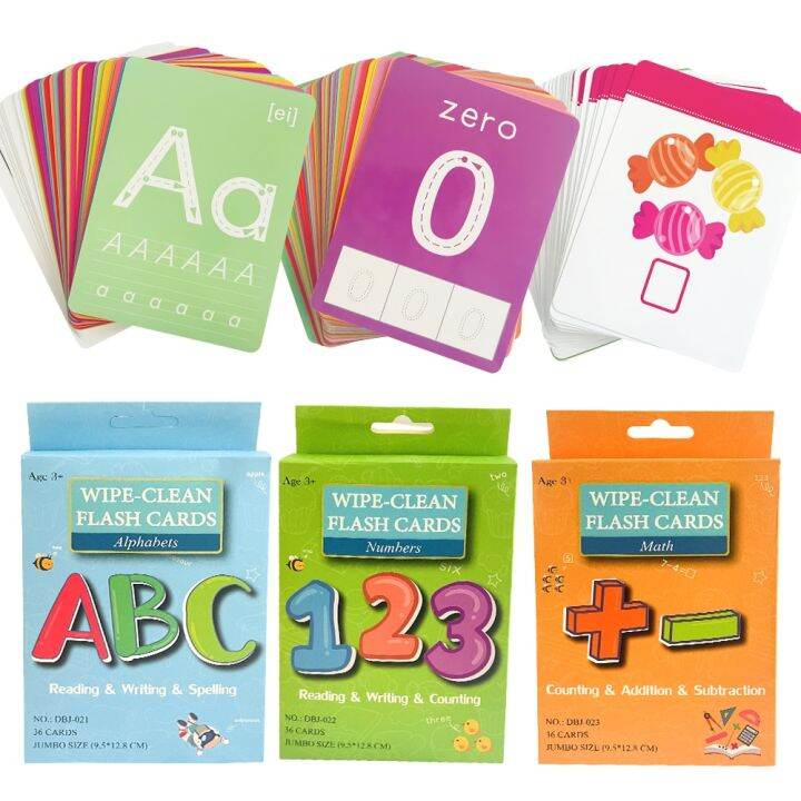 Wipe Clean Flash Cards with Erasable Pen Activity Flashcards for Kids