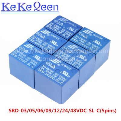 5ชิ้นรีเลย์ไฟฟ้า Srd-03vdc-Sl-C Srd-05vdc-Sl-C Srd-09vdc-Sl-C Srd-06vdc-Sl-C 3V 5V 6V 9V 10a 250vac T73 5pin