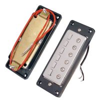 ชุด2ชิ้นโครเมี่ยมมินิสไตล์6 Gitar Senar รถกระบะ Humbucker ชิ้นส่วนอุปกรณ์เสริมสำหรับกีตาร์ไฟฟ้า