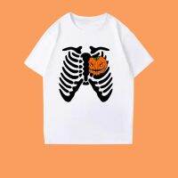 Hot เสื้อ HALLOWEEN ฮาโลวีน ลาย โครงกระดูก พิมพ์ลาย ผ้าCotton 100% ราคาถูก