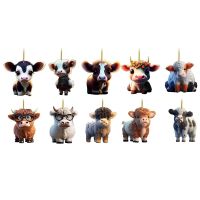 10Pcs Cute Cartoon Cow Car Pendant Home Tree Decoration Christmas Ornament Home Decoration